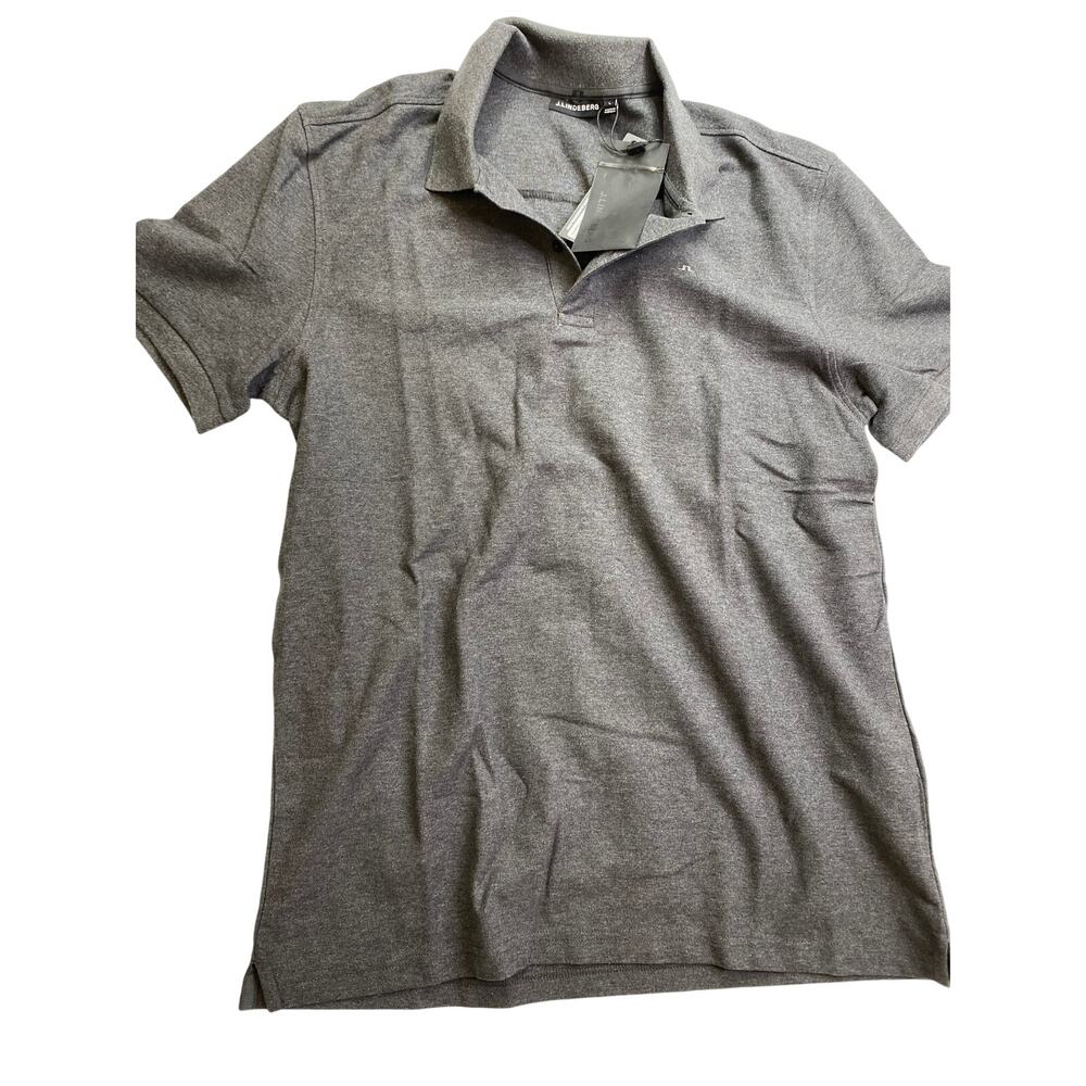 NWT J.Lindeberg Mens Troy Polo Shirt Seasonal Pique, Dark Gray, Large - Picture 2 of 6